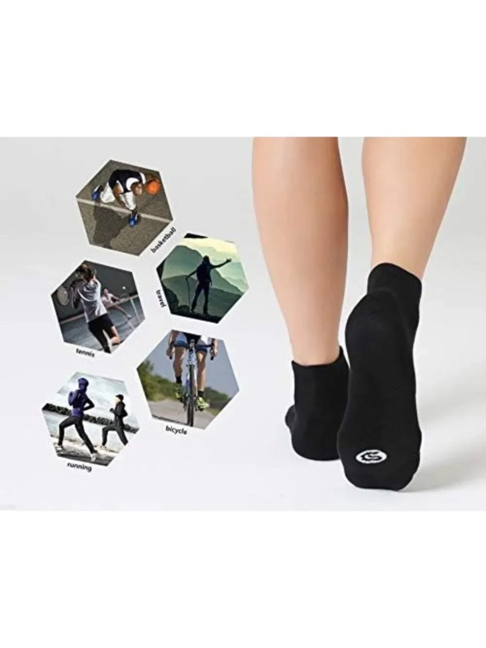 6 Pairs Women's Cushioned Running Ankle Socks - Athletic Sport Socks for Comfort